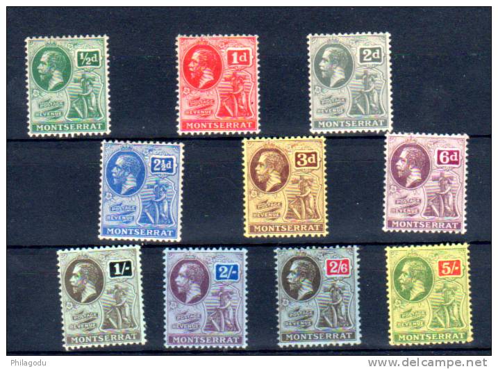 George V, 43 / 52 (SG 49/59) Hinged   Avec Charnière, Cote 140  € - Montserrat