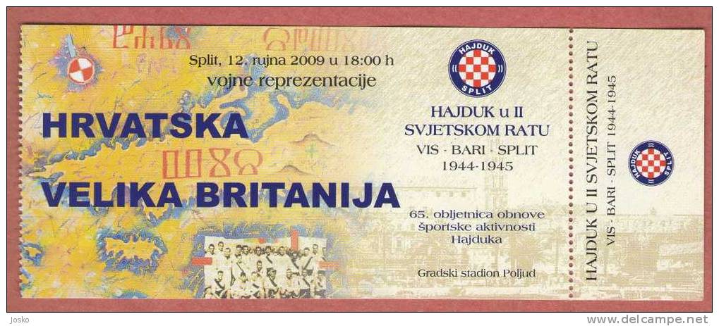 Football Match Of Military Teams CROATIA - GREAT BRITAIN ( Mint Ticket ) United Kingdom Hajduk Billet Soccer Futbol - Match Tickets