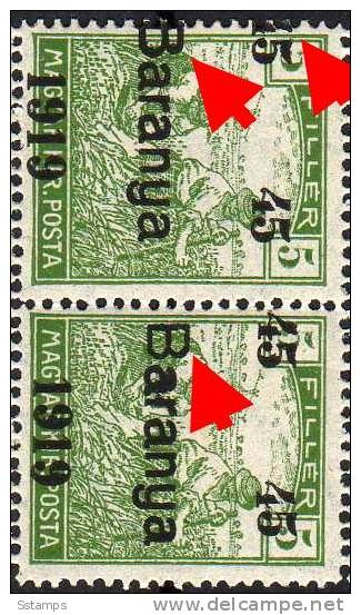 U-51  JUGOSLAVIA 1919 UNGARN BARANYA OVERPRINT  MOVED  ERROR -B-  TYP I-TYP II- NEVER HINGED INTERESSANTE - Baranya