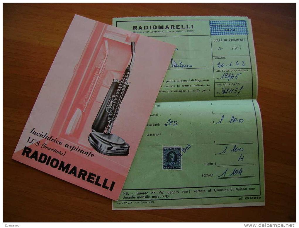 VECCHIO DEPLIANT D'ISTRUZIONE SULL'USO DELLA LUCIDATRICE RADIOMARELLI DEL 1963 - - - Pubblicitari