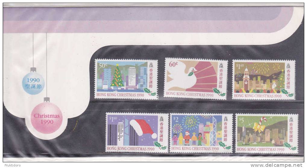 Hong Kong 1990 Christmas * * Fireworks - Christmas Tree - Fireworks - Santa Claus - Mistletoe - Unused Stamps