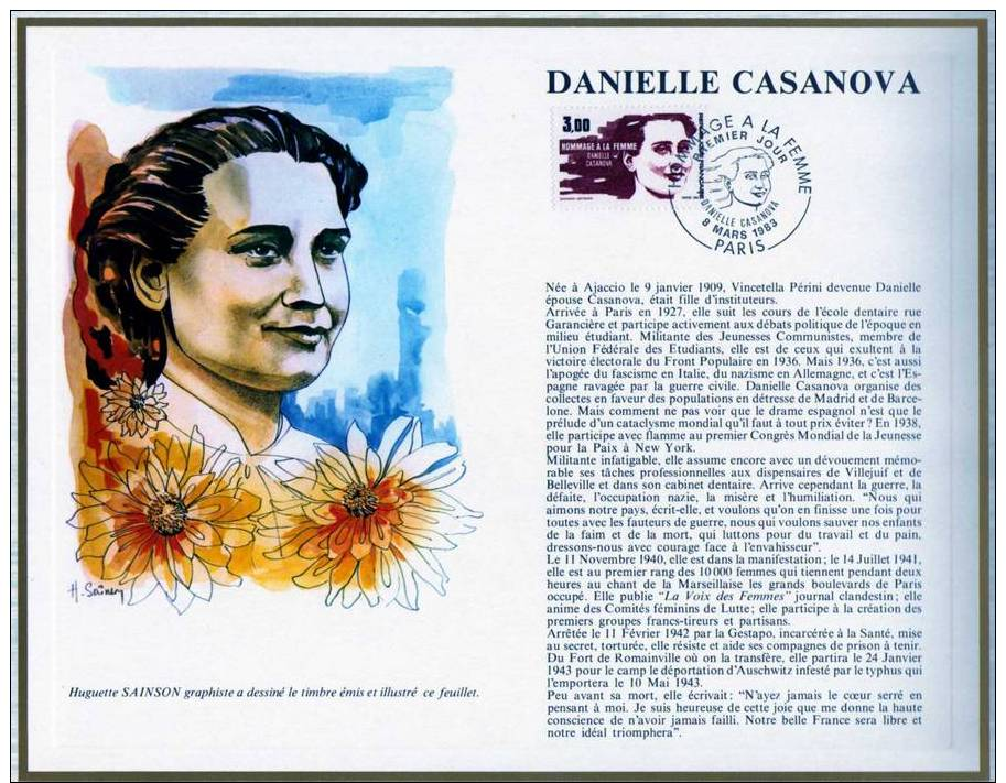 Tirage Limité : Feuillet CEF 1° Jour N° 673 " DANIELLE CASANOVA " Avec Le N° Y&T 2259 + Prix Dégressif. - WW2