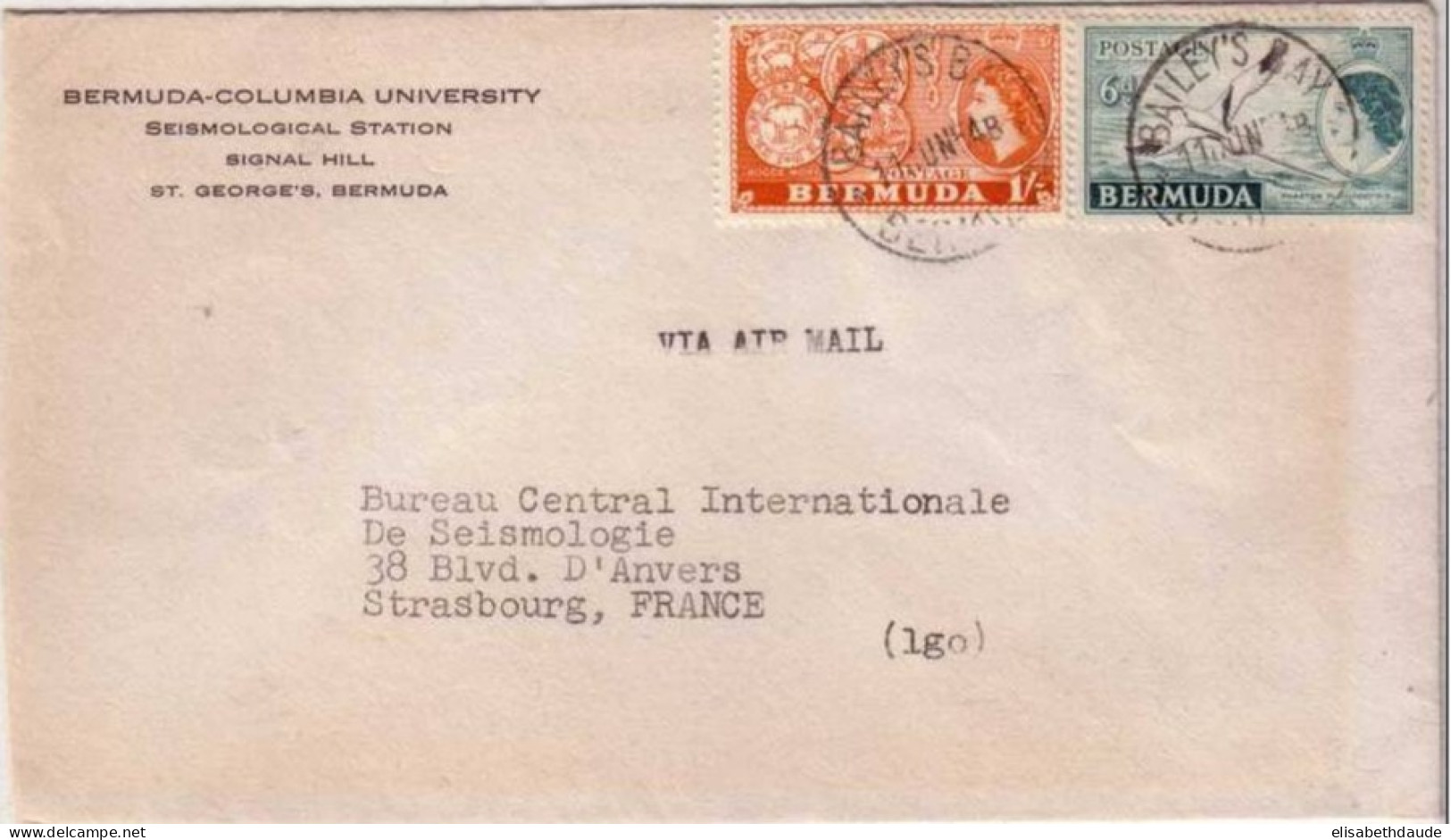 BERMUDA - 1954 - LETTRE De BAILEY'S BAY Pour STRASBOURG (ALSACE) - - Bermudes