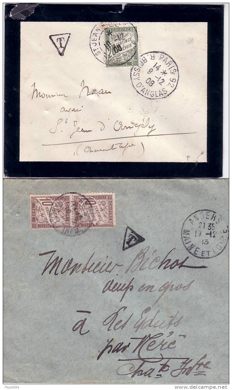 TAXE-4 LETTRES AVEC DIVERSES TAXATION ENTRE 1900 & 1926 - I TIMBRE DEFECTUEUX - 1859-1959 Cartas & Documentos