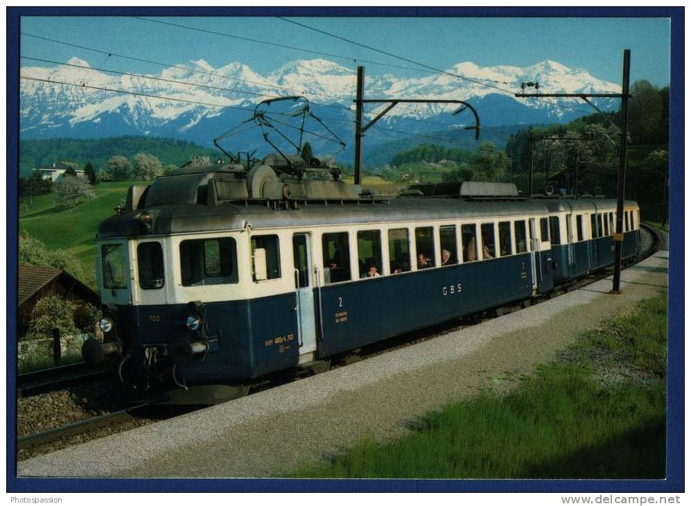 GBS Gürbetal - Bern - Schwarzenurg Bahn (heute BLS) - Leichttriebwagen ABDe 2/8 Nr. 703 - Kumm, 11.5.1982 - Train - Trains