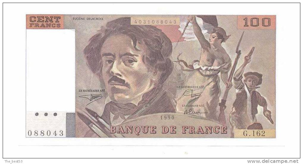 100 Francs Delacroix  1990 - 100 F 1978-1995 ''Delacroix''