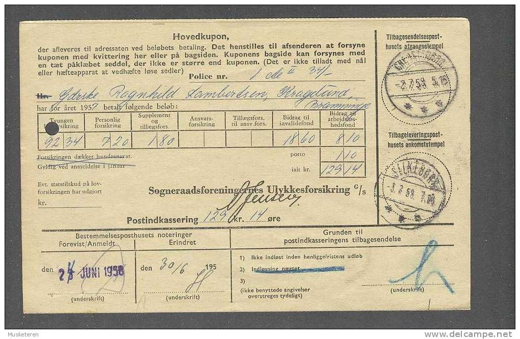 Denmark GIRO Indkasserings-indbetalingskort Brotype SILKEBORG 1958 BRAMMINGE (Arr.) King Frederik IX. - Covers & Documents