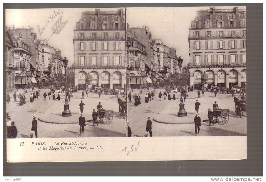 CPA ANCIENNE STÉRÉOSCOPIQUE- FRANCE- PARIS : Rue  St Honoré - Stereoscope Cards