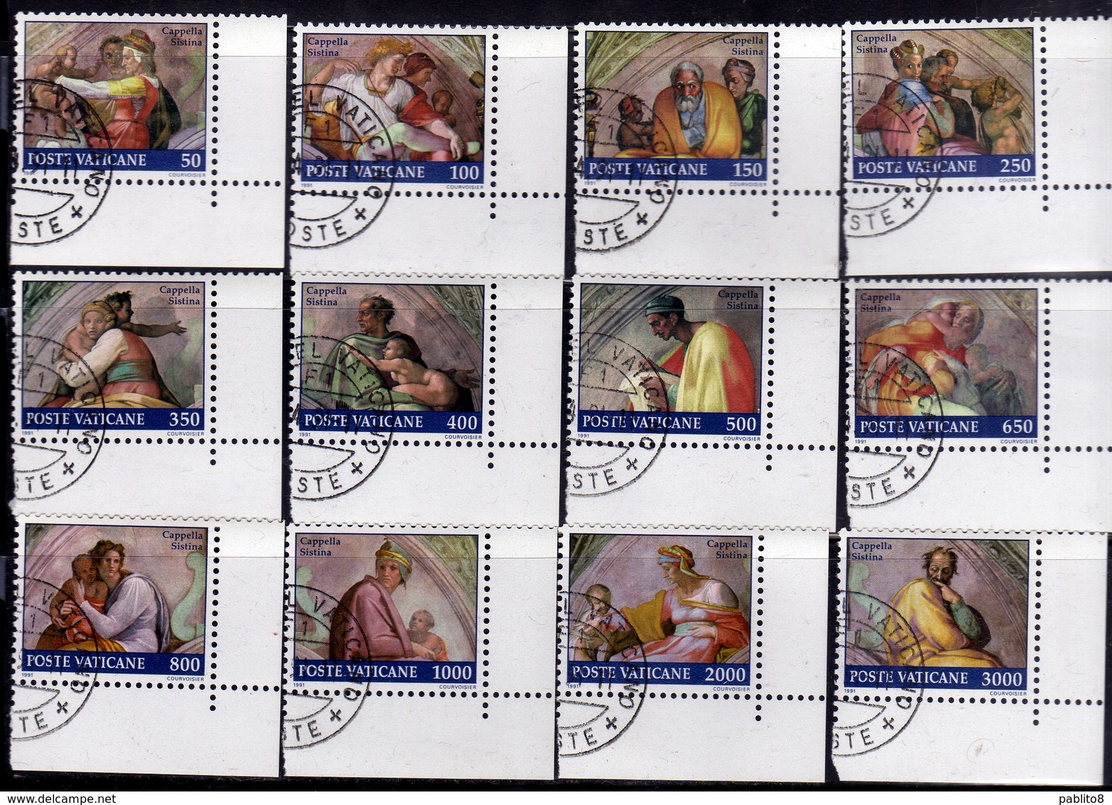 CITTÀ DEL VATICANO VATICAN VATIKAN 1991 CAPPELLA SISTINA SISTINE CHAPEL SERIE COMPLETA COMPLETE SET USATA USED OBLITERE' - Used Stamps