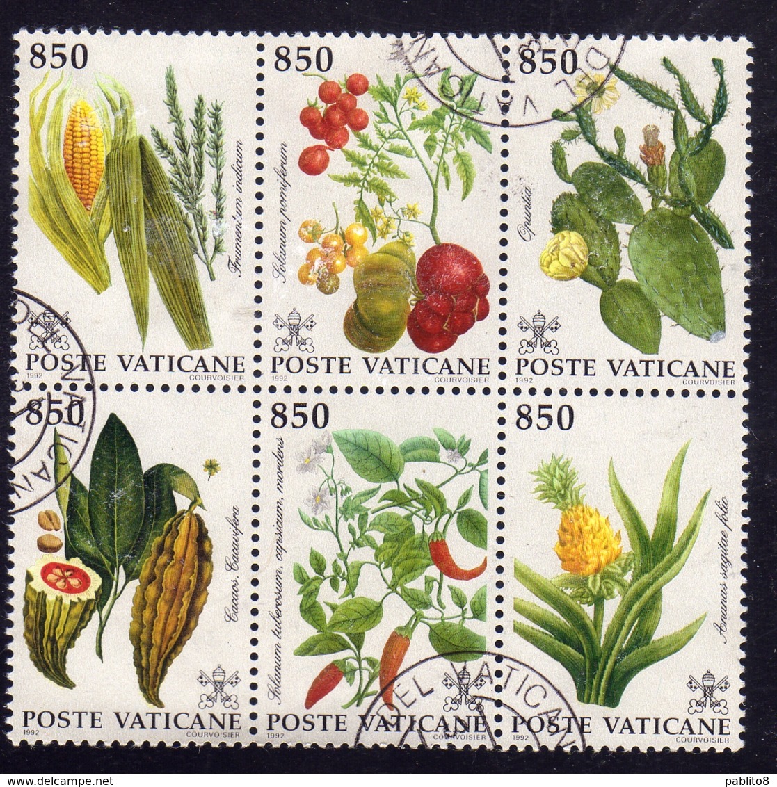 CITTÀ DEL VATICANO VATICAN VATIKAN 1992 FLORA FIORI FLOWERS FLEURS SERIE COMPLETA COMPLETE SET USATA USED OBLITERE' - Gebraucht