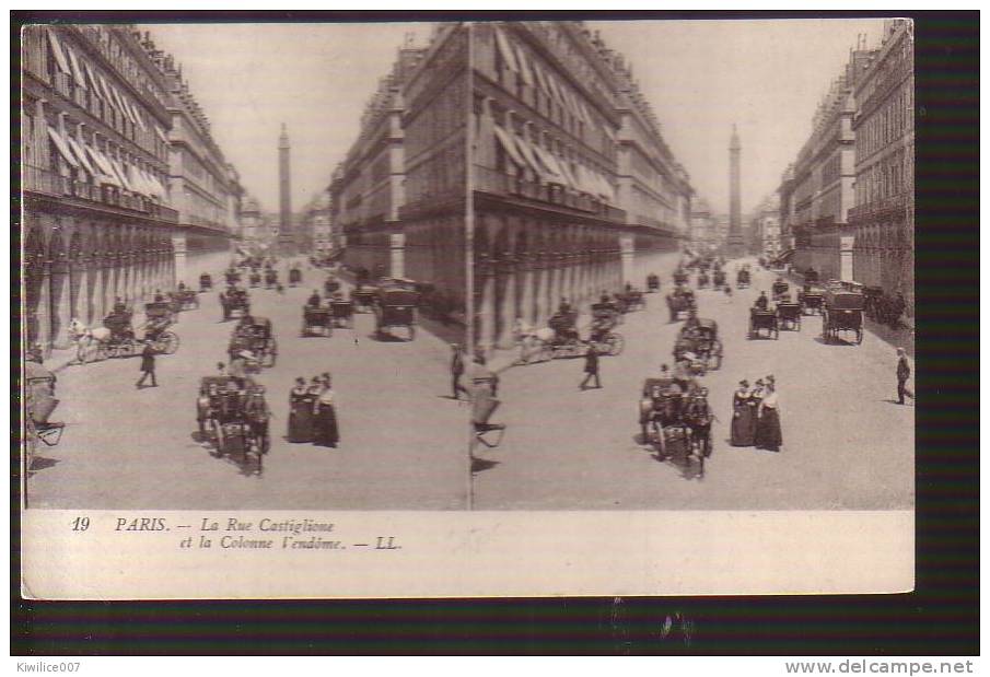 CPA ANCIENNE STÉRÉOSCOPIQUE- FRANCE- PARIS : RUE DE CASTIGLIONE - Stereoscope Cards