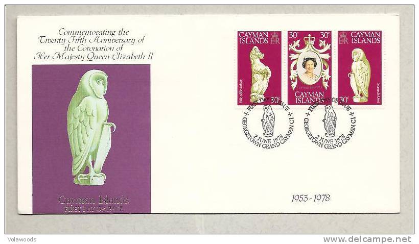 Cayman - Busta FDC Con Serie Completa: 25° Anniversario Dell´incoronazione Della Regina Elisabetta II° - Kaaiman Eilanden