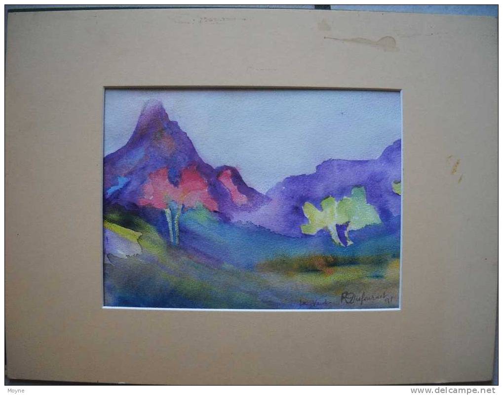 SUPERBE AQUARELLE  -  PAYSAGE    ABSTRAIT    , Signée Et  Datée - Aquarel