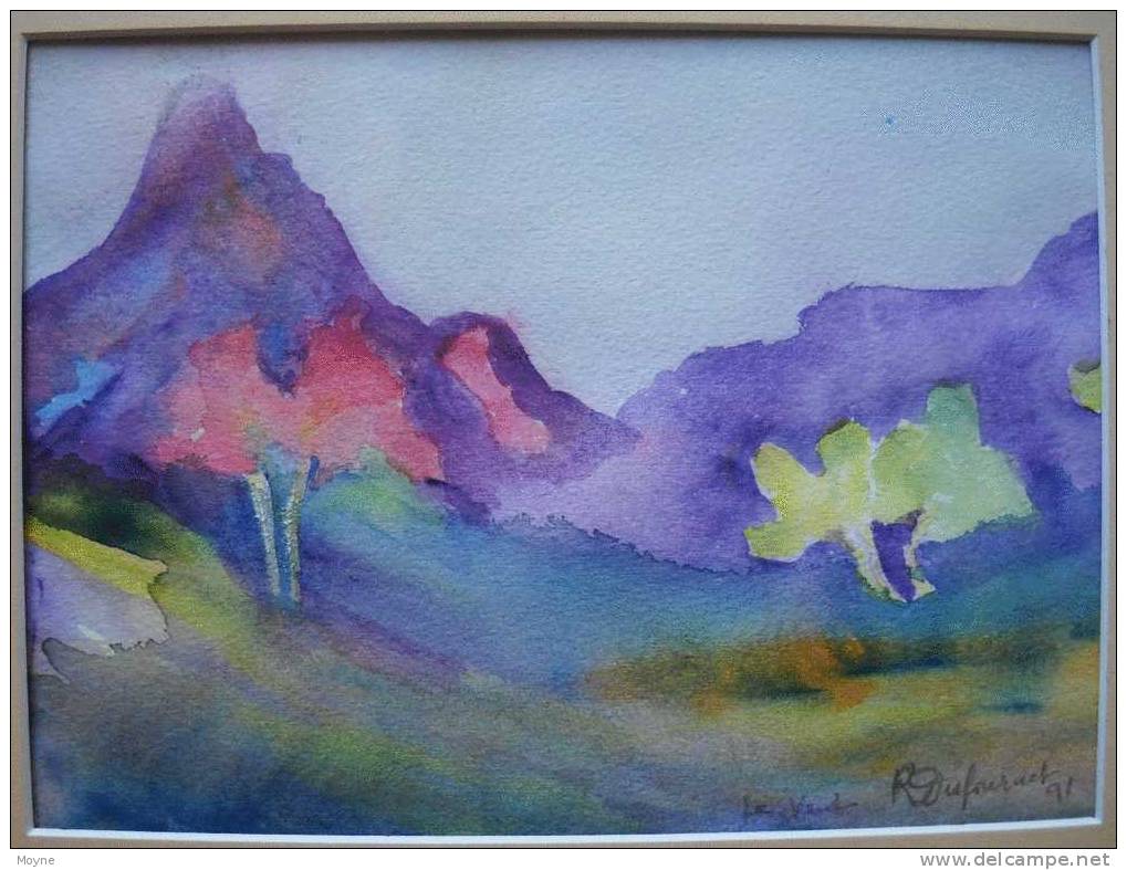 SUPERBE AQUARELLE  -  PAYSAGE    ABSTRAIT    , Signée Et  Datée - Aquarelles