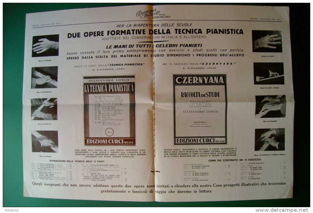 C0241 RASSEGNA MUSICALE Delle EDIZIONI CURCI 1953/Mani Di Celebri Pianisti:CHOPIN/LISZT/BACKHAUS/CASELLA/ZECCHI/JTURBI - Muziek