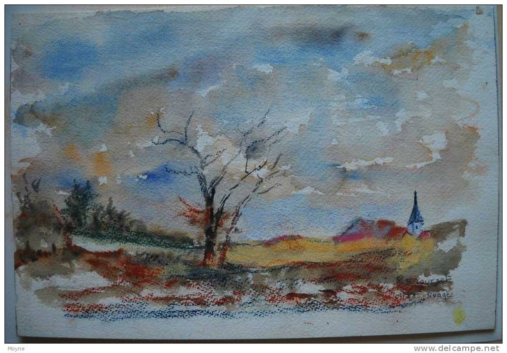 SUPERBE AQUARELLE :  CIEL TOURMENTE....     ,  Signée Et  Datée - Wasserfarben