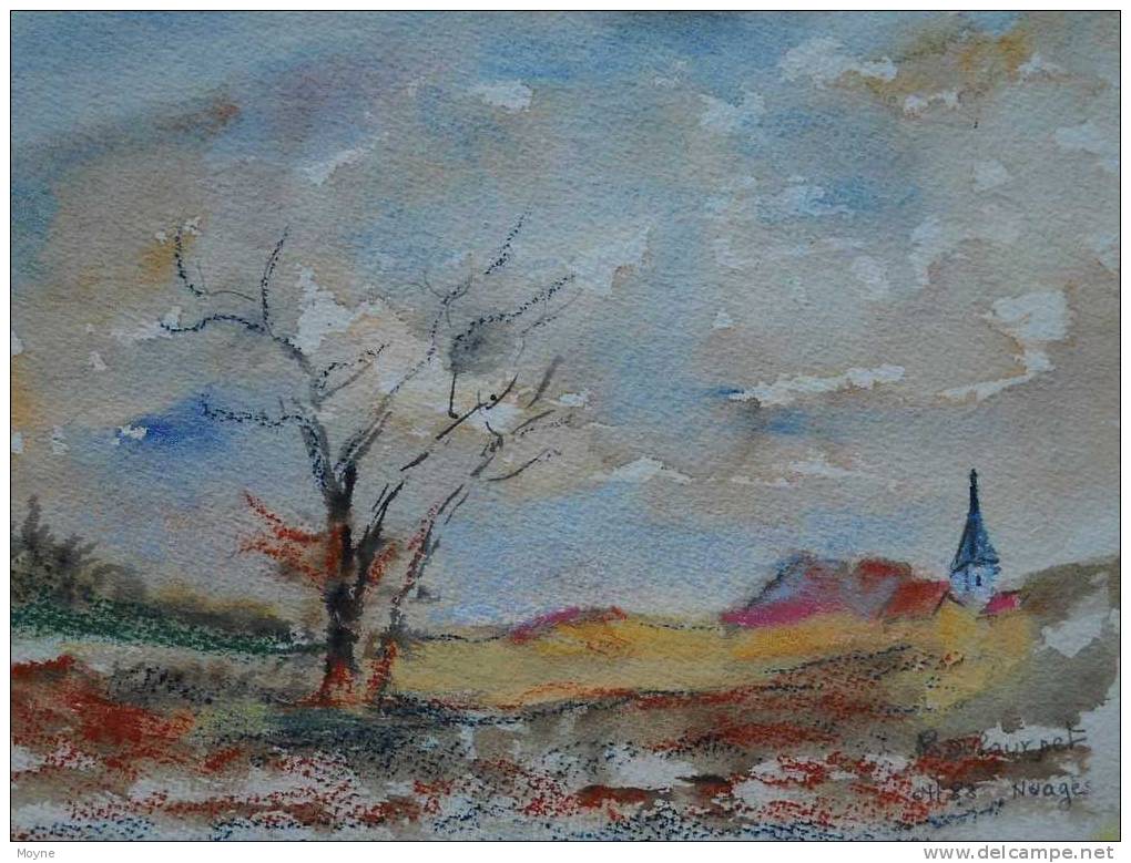 SUPERBE AQUARELLE :  CIEL TOURMENTE....     ,  Signée Et  Datée - Aquarel