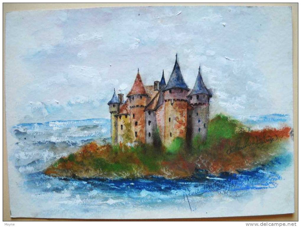 SUPERBE  AQUARELLE / GOUACHE  :  -   CHATEAU DE VAL CORREZE    , , Signée Et  Datée - Aquarelles