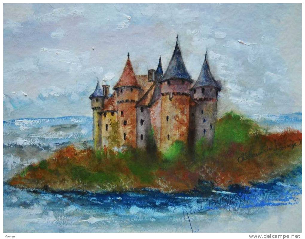 SUPERBE  AQUARELLE / GOUACHE  :  -   CHATEAU DE VAL CORREZE    , , Signée Et  Datée - Aquarelles