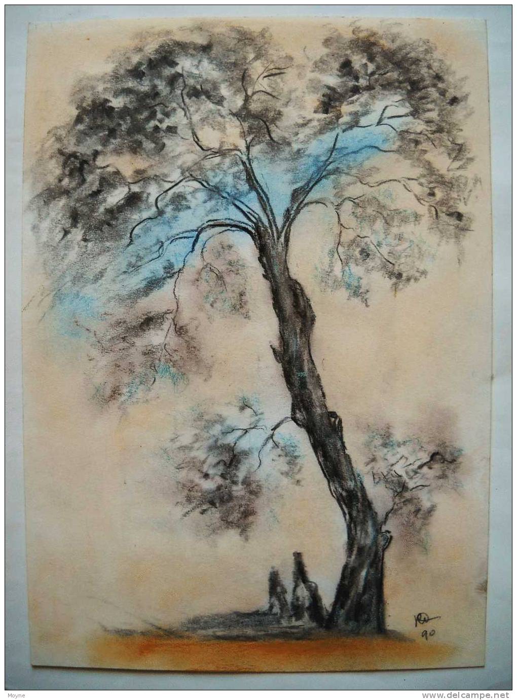 SUPERBE  AQUARELLE  :  -   L ´ ARBRE  ISOLE   , Signée Et  Datée - Aquarelles