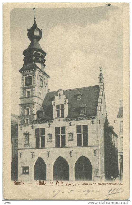 Binche : L'Hotel De Ville  ( Carte Ecrit 1902 Avec Timbre ) - Binche