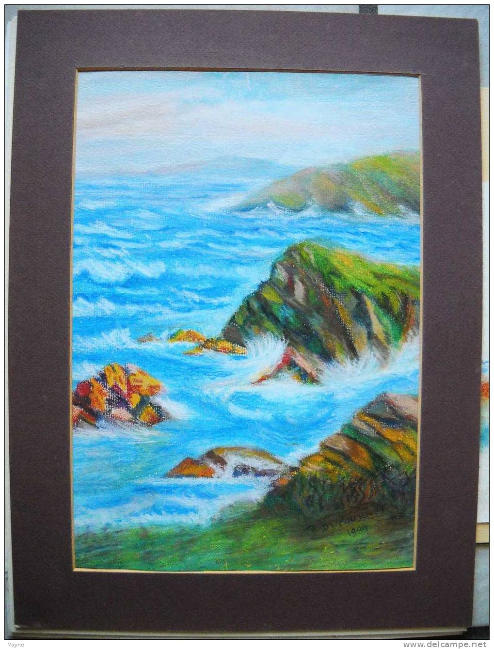 SUPERBE   AQUARELLE - EFFETS DE VAGUES SUR LES ROCHERS   ,  Signée Et  Datée - Acuarelas