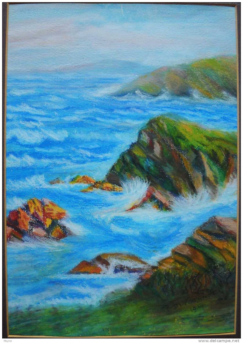 SUPERBE   AQUARELLE - EFFETS DE VAGUES SUR LES ROCHERS   ,  Signée Et  Datée - Acquarelli