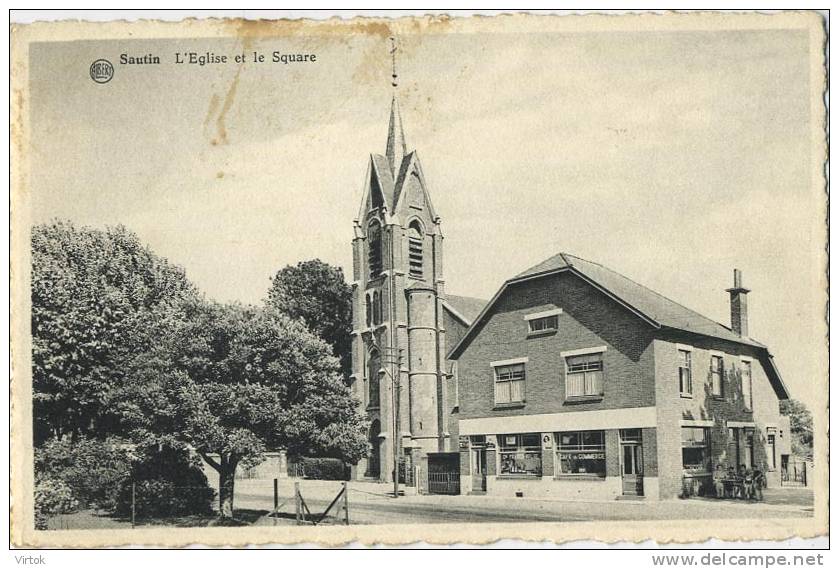 SAUTIN :  L'église Et Le Square  ( Ecrit Avec Timbre ) - Sivry-Rance