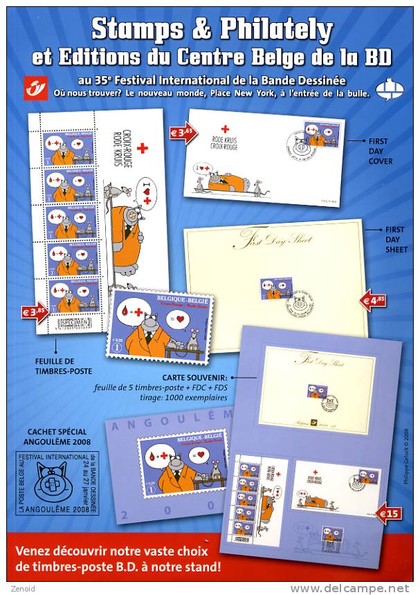 Dépliant Publicitaire "Stamps Et Philately" Centre Belge De La BD - Ill. Geluck "Le Chat" - Geluck