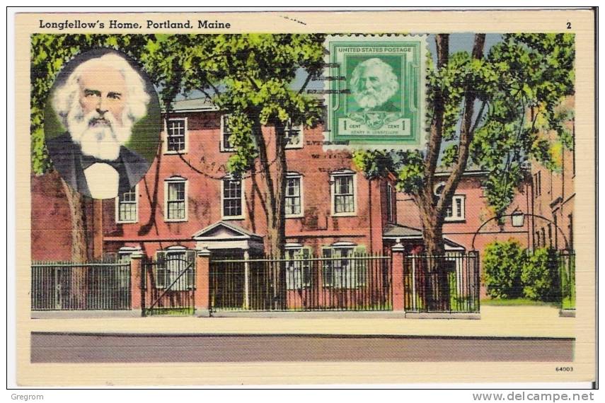 Etats Unis USA ( CM ) Yt 428 , Obl : ??,  LONGFELLOW'S HOME  ( Maximum Card ) - Cartes-Maximum (CM)