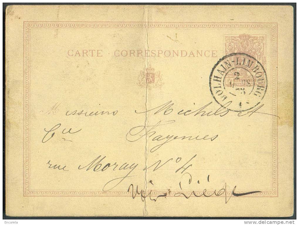 Cachet DOUBLECERCLE  Sur Entier Postal Lion Couché - DOLHAIN-LIMBOURG 1873 - NIPA 350 X 3 -- 6223 - Tarjetas 1871-1909