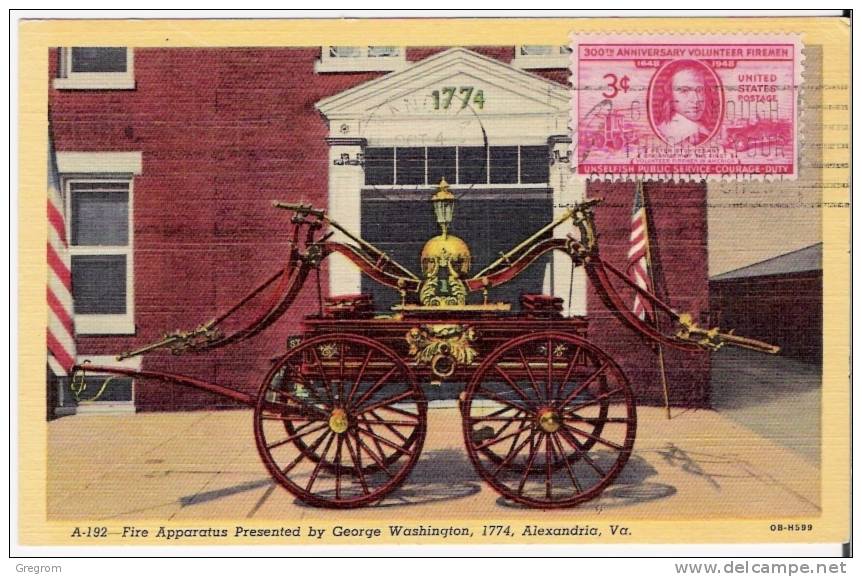 Etats Unis USA ( CM ) Yt 518 , Obl :  ALEXANDRIA  300° Anniversaire Des Pompiers Volontaires   ( Maximum Card ) - Maximum Cards