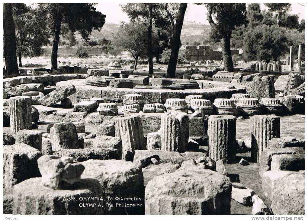 Postal OLIMPIA (Grecia) 1964.  Vistas De Ruinas Del Filipeion. - Cartas & Documentos