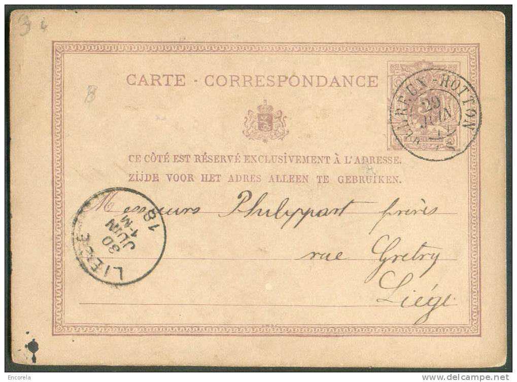 Cachet DOUBLECERCLE  Sur Entier Postal Lion Couché - MELREUX-HOTTON 1877 - NIPA 600 X 3 -- 6248 - Postcards 1871-1909