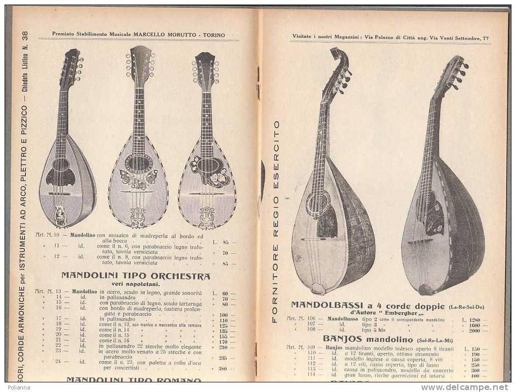 C0243 Listino Illustrato STRUMENTI MUSICALI A PLETTRO : MANDOLINI - MANDOLE - BANJOS  Stab.Musicale - Torino 1929 - Muziek