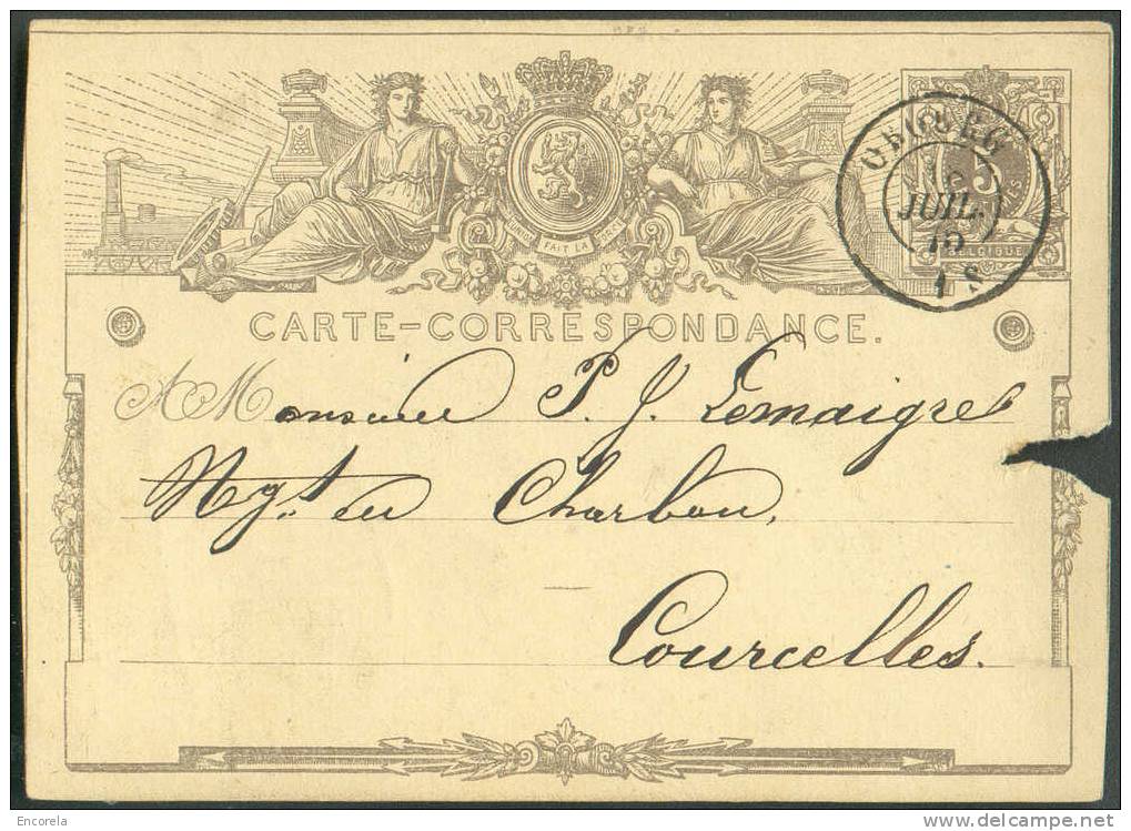 Cachet DOUBLECERCLE  Sur Entier Postal Lion Couché  - OBOURG 1875 - NIPA 400 X 3 -- 6255 - Briefkaarten 1871-1909