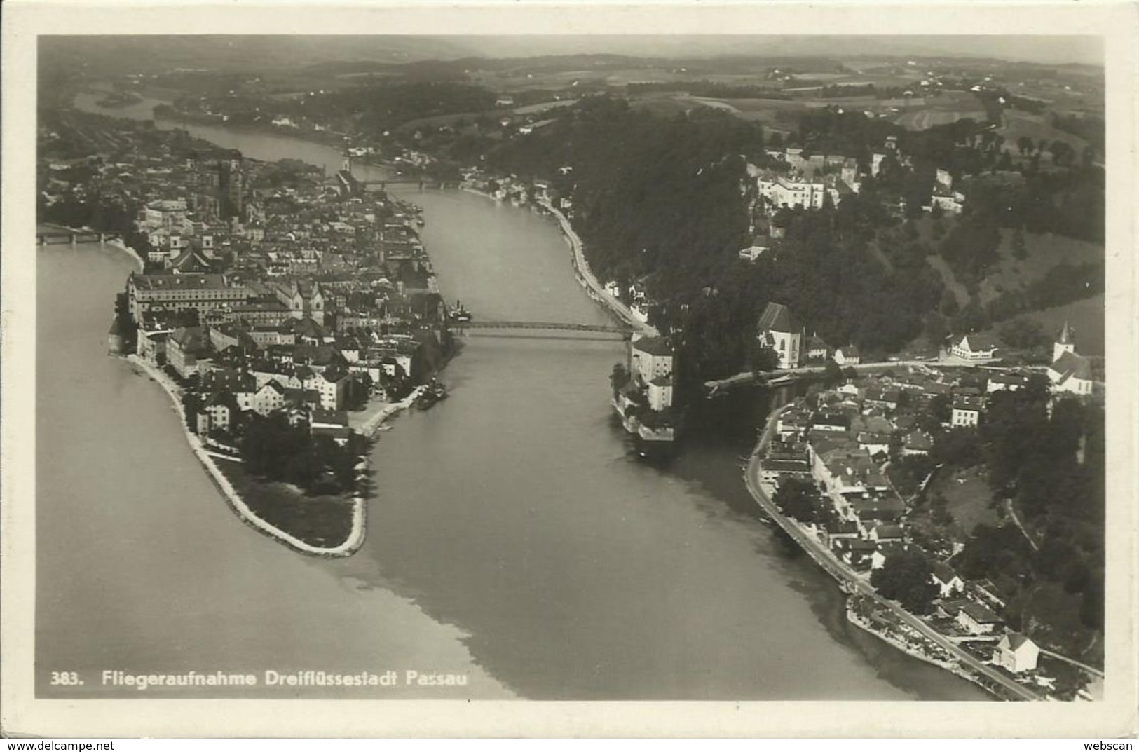 AK Passau Fliegeraufnahme Dreiflüssestadt Ortsspitze 1932 #52 - Passau