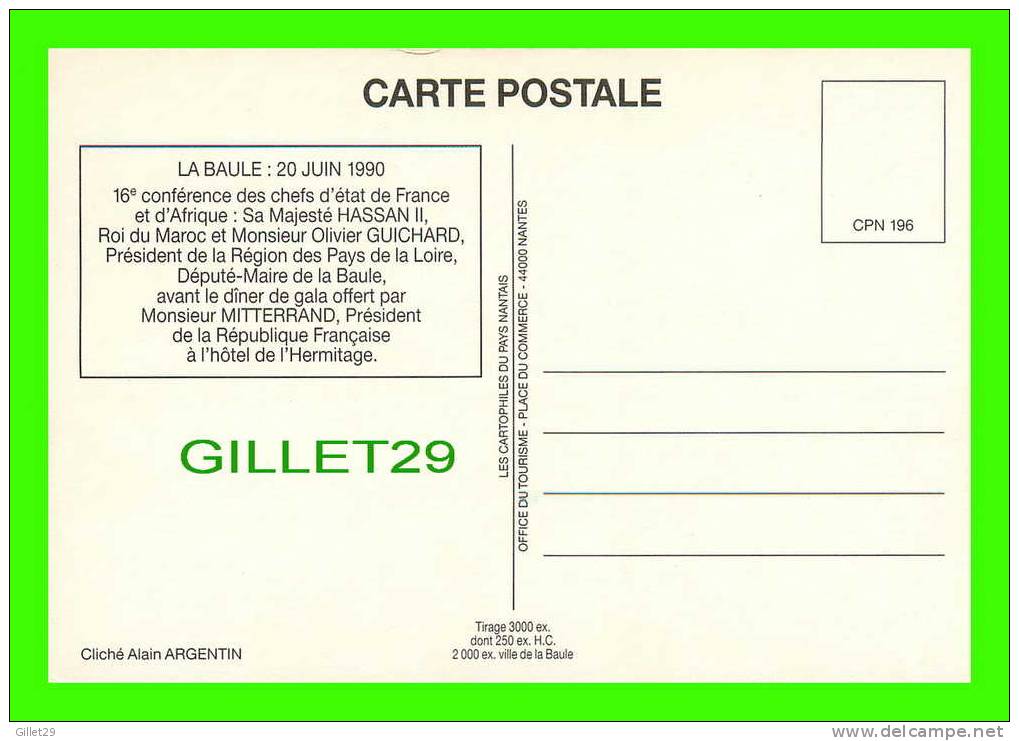 POLITIQUE - LA BAULE (44), JUIN 1990, 16e CONFÉRENCE DES CHEFS D'ÉTAT DE FRANCE ET D'AFRIQUE - Events