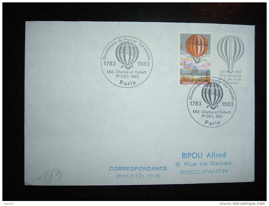 LETTRE TARIF 3,00 F OBL. 01-12-1983 PARIS (75) THEME ESPACE - Bolli Commemorativi