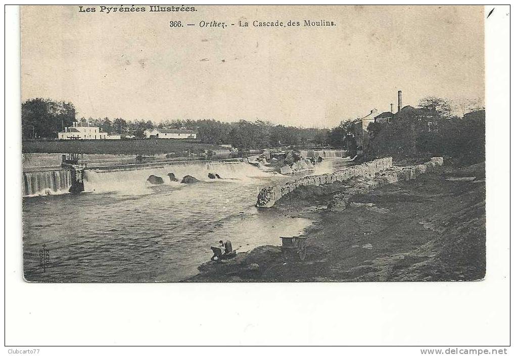 Orthez (64) : La Cascade Des Moulins Lieu Des Lavandières Env 1910 (animéée). - Orthez