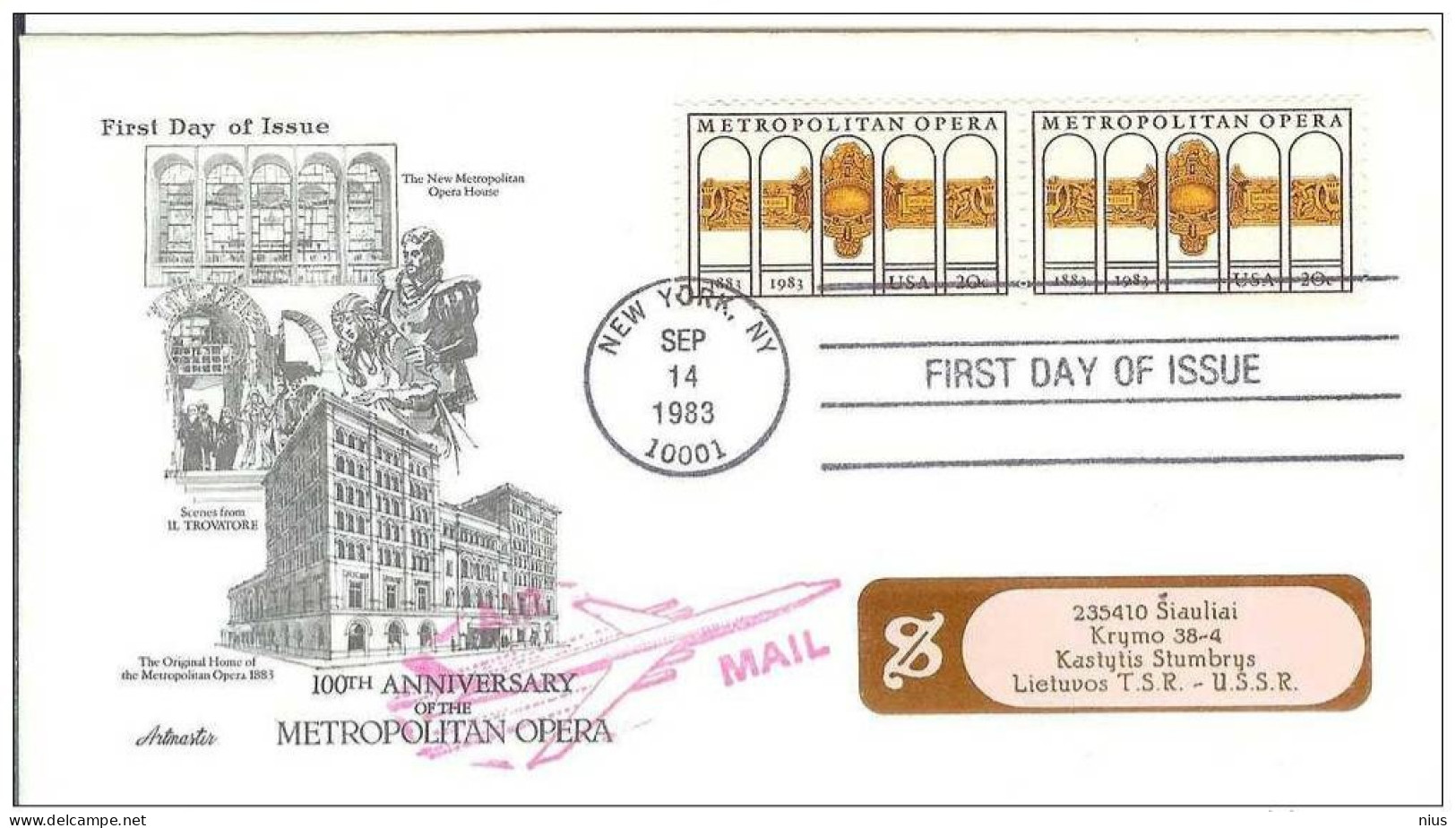 USA 1983 FDC Metropolitan Opera Music Theatre Theater Teatro - 1981-1990