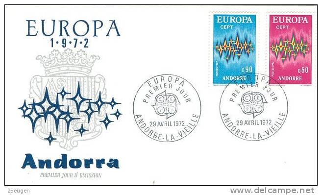 FRENCH  ANDORRA  1972  EUROPA CEPT FDC - 1972
