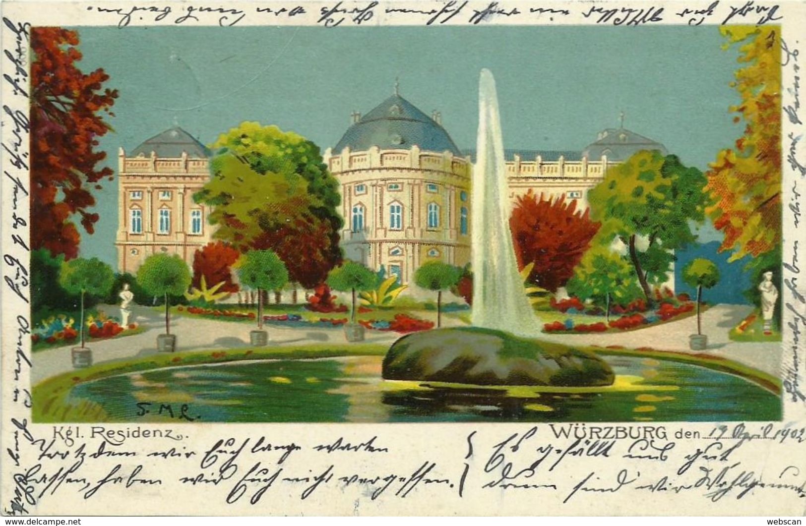 AK Würzburg Residenz Künstler Farblitho S.ML. 1902 #31 - Wuerzburg