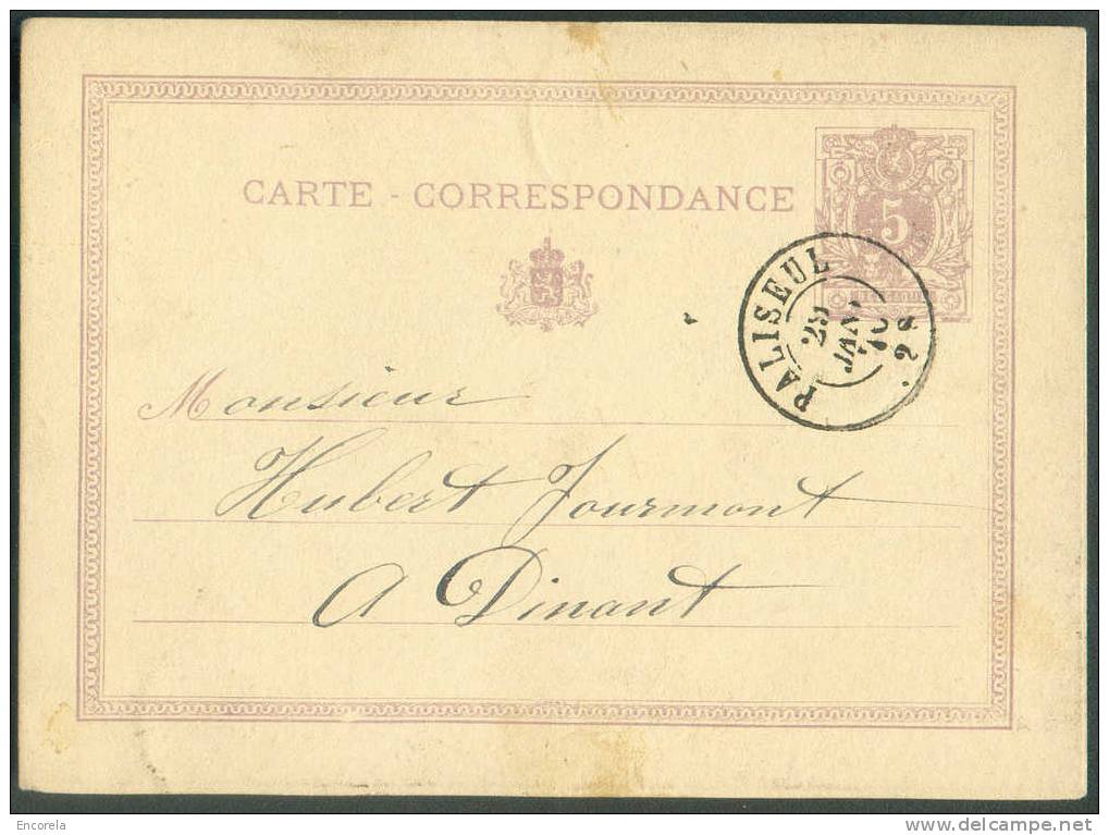 Cachet DOUBLECERCLE  Sur Entier Postal Lion Couché  - PALISEUL 1876 - Rare NIPA 350 X 3 -- 6258 - Cartes Postales 1871-1909