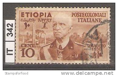 ITALIA COLONIE/ETIOPIA, 1936, Vitt. Emanuele III, Cent. 10, Usato - Aethiopien