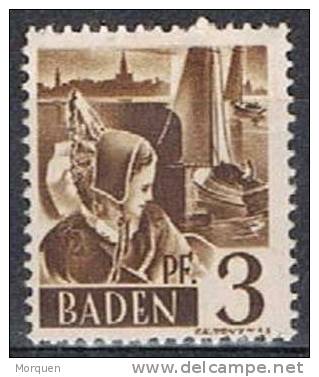 BADEN, 3 Pf.  Zona Francesa Ocupacion , Michel Num 2 * - Baden