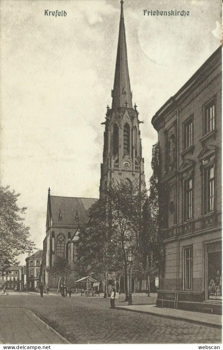 AK Krefeld Friedenskirche + Geschäftshaus 1908 #05 - Krefeld