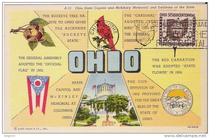 Etats Unis USA ( CM ) Yt 569 , Obl CHILLICOTTE 1953  OHIO  ( Maximum Card ) - Cartoline Maximum