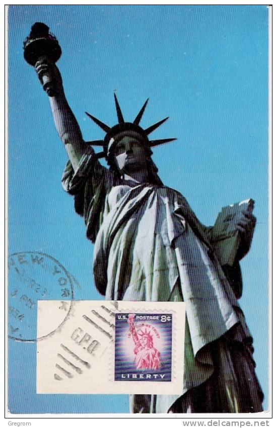 Etats Unis USA ( CM ) Yt 582  , Obl NEW YORK 1954 Statue De La Liberté   ( Maximum Card ) - Cartes-Maximum (CM)