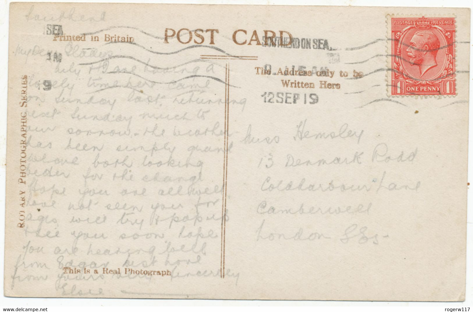 On The Cliffs, Westcliff-on-Sea, 1919 Postcard - Southend, Westcliff & Leigh